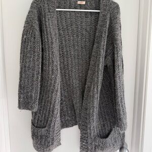 Cuyana Charcoal Gray Chunky Open-Front Knit Cardigan